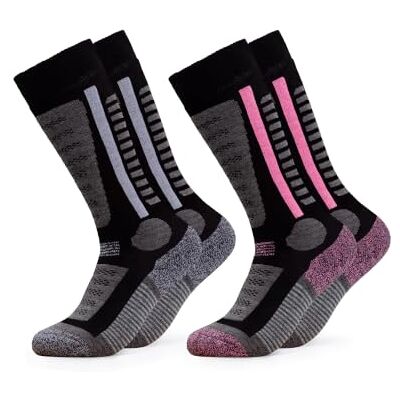 Occulto 2 pares meias de esqui para meninos e meninas (modelo: ) rosa preto 31-34 Occulto 2 pares meias de esqui para meninos e meninas (modelo: ) rosa preto 31-34