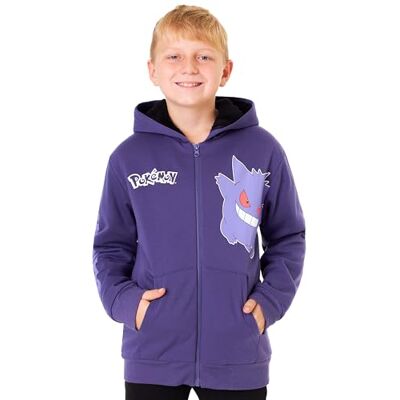 Pokémon Camisola com fecho de correr para crianças 7-14 anos, Pikachu Charizard Mewtwo Gengar, casaco com capuz forro polar, presentes de anime, Púrpura Gengar, 11–12 anos Pokémon Camisola com fecho de correr para crianças 7-14 anos, Pikachu Charizard Mewtwo Gengar, casaco com capuz forro polar, presentes de anime, Púrpura Gengar, 11–12 anos