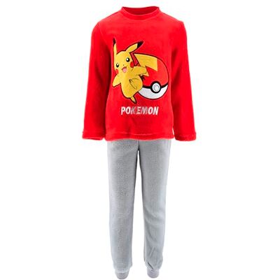 Pokémon Pijama para crianças, t-shirt e calças compridas de veludo para crianças, Pikachu pijama polar macio, tamanhos 6 a 12 anos, Vermelho Pokémon Pijama para crianças, t-shirt e calças compridas de veludo para crianças, Pikachu pijama polar macio, tamanhos 6 a 12 anos, Vermelho