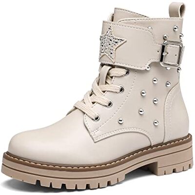 DREAM PAIRS Botas de Menina Inverno Forro Quente Confortáveis Botas Botas de Neve para Menina, Bege Pu DREAM PAIRS Botas de Menina Inverno Forro Quente Confortáveis Botas Botas de Neve para Menina, Bege Pu