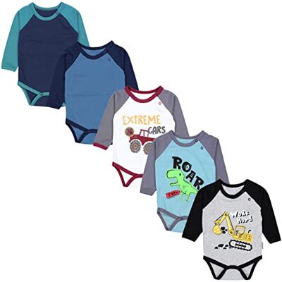 TupTam Body bebé para criança, conjunto de 5 bodies, algodão OEKO-TEX, roupa para bebé e criança 0-3 meses, manga comprida TupTam Body bebé para criança, conjunto de 5 bodies, algodão OEKO-TEX, roupa para bebé e criança 0-3 meses, manga comprida