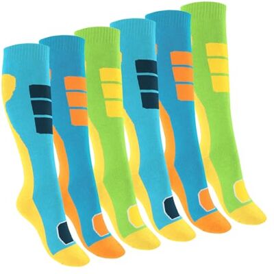 Footstar Meias térmicas para crianças ao ar livre até aos joelhos (6 pares) meias coloridas de inverno, Amarelo Footstar Meias térmicas para crianças ao ar livre até aos joelhos (6 pares) meias coloridas de inverno, Amarelo