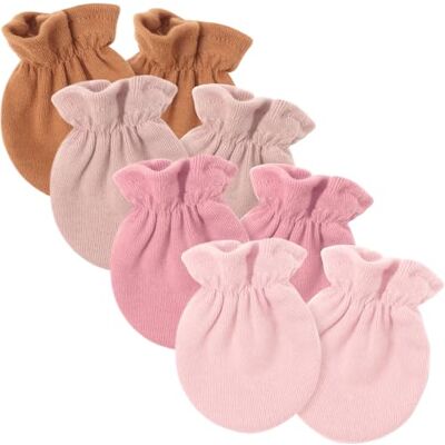 DRESHOW Luvas para bebés recém-nascidos luvas de algodão que não riscam para 0-6 meses, 4 conjuntos Baby Mittens Mt04-03 DRESHOW Luvas para bebés recém-nascidos luvas de algodão que não riscam para 0-6 meses, 4 conjuntos Baby Mittens Mt04-03