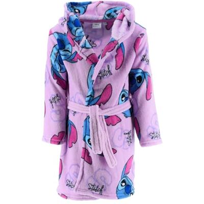 Disney Stitch Bata para meninas, roupão de banho para casa infantil, roupão de casa polar macio, tamanhos 6 a 12 anos, lilás Disney Stitch Bata para meninas, roupão de banho para casa infantil, roupão de casa polar macio, tamanhos 6 a 12 anos, lilás
