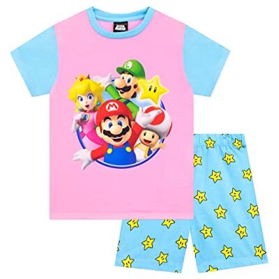 Super Mario Pijama curto para meninas conjunto de pijamas para crianças, multicolorido Super Mario Pijama curto para meninas conjunto de pijamas para crianças, multicolorido