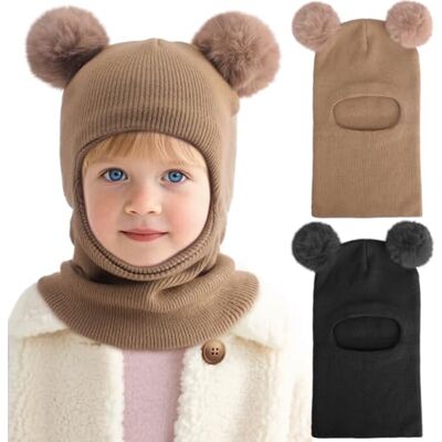 DRESHOW Gorro de Punto para Niño Niña Pasamontañas Cortavientos Invierno Gorro con Pompón para Niños Pequeños, Tejido de Punto Suave y Elástico, Gorro Cálido para Bebé para Exterio DRESHOW Gorro de Punto para Niño Niña Pasamontañas Cortavientos Invierno Gorro con Pompón para Niños Pequeños, Tejido de Punto Suave y Elástico, Gorro Cálido para Bebé para Exterio