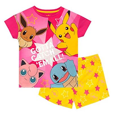 Pokémon Pijama para meninas, pijama Eevee para menina, pijamas de verão, menina, idades de 5 a 13 anos, multicolorido Pokémon Pijama para meninas, pijama Eevee para menina, pijamas de verão, menina, idades de 5 a 13 anos, multicolorido