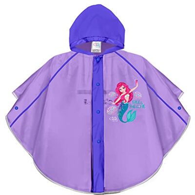 PERLETTI Chubasquero para Meninas 3 4 5 6 Anos com Sereia Poncho Impermeável Infantil com Capuz Rosa Botões de Pressão Roupa de Chuva para Menina com Detalhes Refletivos Pequena Sereia, Violeta PERLETTI Chubasquero para Meninas 3 4 5 6 Anos com Sereia Poncho Impermeável Infantil com Capuz Rosa Botões de Pressão Roupa de Chuva para Menina com Detalhes Refletivos Pequena Sereia, Violeta