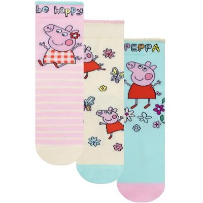 Peppa Pig Meias de menina, multi-pack de 3 meias para menina, conjunto de 3 pares meias engraçadas, mercadoria oficial, multicolorido Peppa Pig Meias de menina, multi-pack de 3 meias para menina, conjunto de 3 pares meias engraçadas, mercadoria oficial, multicolorido