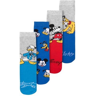 United Disney Mickey Mouse, Donald Duck & Pluto Meias para crianças, meias infantis (4 unidades), multicolorido United Disney Mickey Mouse, Donald Duck & Pluto Meias para crianças, meias infantis (4 unidades), multicolorido