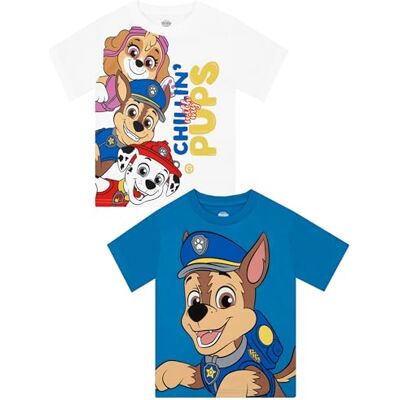 Paw Patrol T-shirts criança pack de 2, t-shirt de verão para crianças, lote de 2 t-shirts, roupa infantil algodão, azul, 3-4 anos Paw Patrol T-shirts criança pack de 2, t-shirt de verão para crianças, lote de 2 t-shirts, roupa infantil algodão, azul, 3-4 anos