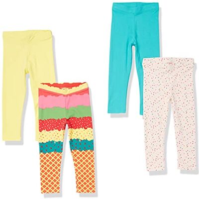 Amazon Essentials Leggings para menina, conjunto de 4, amarelo/azul/pêssego/carros, 2 anos Amazon Essentials Leggings para menina, conjunto de 4, amarelo/azul/pêssego/carros, 2 anos