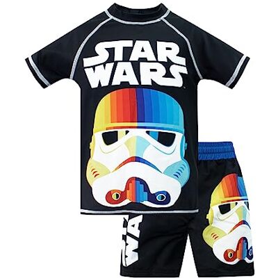 Star Wars Conjunto de natação para crianças, Stormtrooper de 2 peças para crianças, t-shirt e calções de banho, idades de 3 a 13 anos, Merchandising oficial, multicolorido Star Wars Conjunto de natação para crianças, Stormtrooper de 2 peças para crianças, t-shirt e calções de banho, idades de 3 a 13 anos, Merchandising oficial, multicolorido
