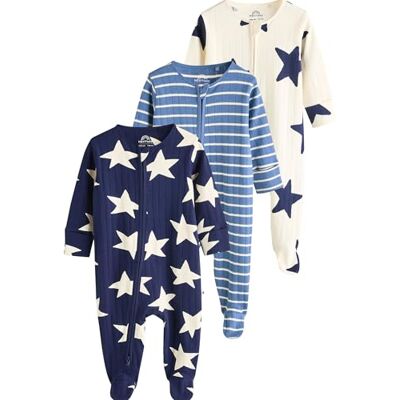 NEXT Bebés niño Pack de 3 Pijamas Tipo Pelele con diseño de Estrella NEXT Bebés niño Pack de 3 Pijamas Tipo Pelele con diseño de Estrella