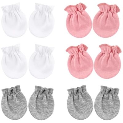 DRESHOW Luvas para bebés recém-nascidos luvas de algodão que não riscam para 0-6 meses, 6 conjuntos Baby Mittens Mt02-01, Talla única DRESHOW Luvas para bebés recém-nascidos luvas de algodão que não riscam para 0-6 meses, 6 conjuntos Baby Mittens Mt02-01, Talla única