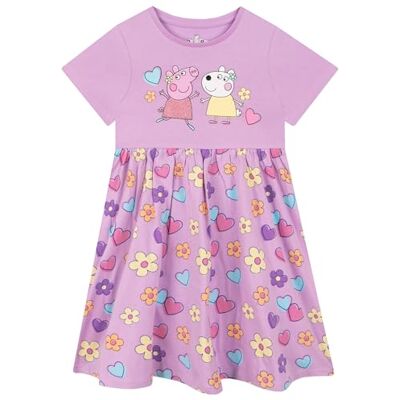 Peppa Pig Vestido de menina vestidos de verão em algodão vestidos para menina de manga curta roupa para meninas roxo 3-4 anos Peppa Pig Vestido de menina vestidos de verão em algodão vestidos para menina de manga curta roupa para meninas roxo 3-4 anos