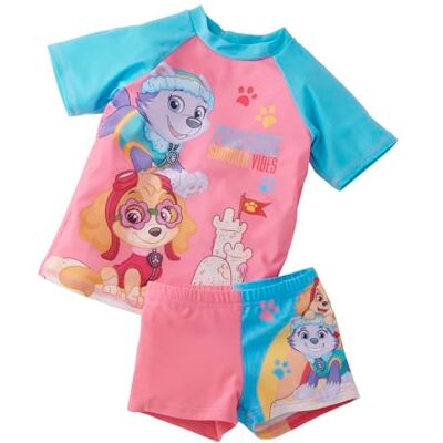 United Paw Patrol conjunto de natação para menina (UV, parte superior e calças), cor rosa, Rosa/azul United Paw Patrol conjunto de natação para menina (UV, parte superior e calças), cor rosa, Rosa/azul