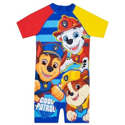 Paw Patrol Calções de banho para crianças, fato de banho de natação infantil de Rubble Marshall e Chase, azul, 3-4 anos Paw Patrol Calções de banho para crianças, fato de banho de natação infantil de Rubble Marshall e Chase, azul, 3-4 anos