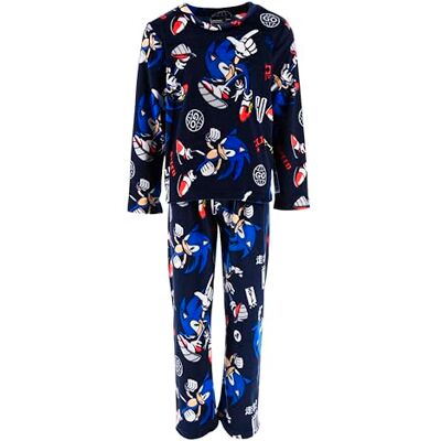 Sonic The Hedgehog Pijama para criança, t-shirt e calças compridas conjunto de 2 peças pijama polar macio, tamanhos 4 a 10 anos, azul Sonic The Hedgehog Pijama para criança, t-shirt e calças compridas conjunto de 2 peças pijama polar macio, tamanhos 4 a 10 anos, azul