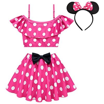 Lito Angels Fato de banho tanquíni de duas peças rato com aro de cabelo para meninas tamanho pequeno 2-9 anos, rosa quente / vermelho, Rosa, 5-6 anos Lito Angels Fato de banho tanquíni de duas peças rato com aro de cabelo para meninas tamanho pequeno 2-9 anos, rosa quente / vermelho, Rosa, 5-6 anos