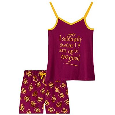 HARRY POTTER Pijama de verão para meninas, conjunto de pijamas para meninas, 2 peças, pijama de manga curta, roupa de verão para meninas e adolescentes, 7-14 anos de algodão, Grená HARRY POTTER Pijama de verão para meninas, conjunto de pijamas para meninas, 2 peças, pijama de manga curta, roupa de verão para meninas e adolescentes, 7-14 anos de algodão, Grená