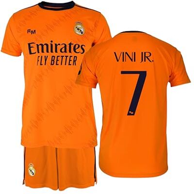 Real Madrid Conjunto de Camisola e Calções de Segunda Equipa Temporada 24/25, Vini Jr., Crianças 14 Anos, Réplica com Licença Oficial Real Madrid Conjunto de Camisola e Calções de Segunda Equipa Temporada 24/25, Vini Jr., Crianças 14 Anos, Réplica com Licença Oficial