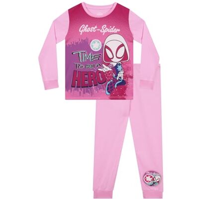 Marvel pijama para menina, Spidey e seus surpreendentes amigos pijamas meninas, conjunto de pijama Ghost-Spider para inverno, tamanhos de 18 meses a 8 anos, Manga comprida Marvel pijama para menina, Spidey e seus surpreendentes amigos pijamas meninas, conjunto de pijama Ghost-Spider para inverno, tamanhos de 18 meses a 8 anos, Manga comprida