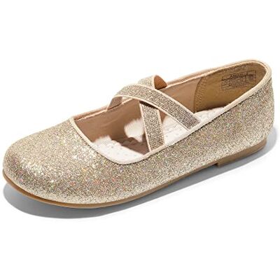 DREAM PAIRS Kids Mary Jane planas, ouro, 28.5 DREAM PAIRS Kids Mary Jane planas, ouro, 28.5