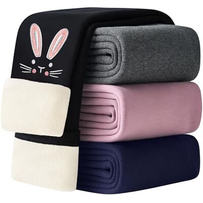 Adorel Leggings Forrados e Aquecidos, Calças de Inverno de Algodão para Menina, Pretos Adorel Leggings Forrados e Aquecidos, Calças de Inverno de Algodão para Menina, Pretos