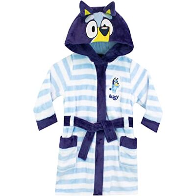 Bluey Roupão de banho para criança, roupões infantis para rapazes, para idades de 18 meses a 8 anos, azul, 7-8 anos Bluey Roupão de banho para criança, roupões infantis para rapazes, para idades de 18 meses a 8 anos, azul, 7-8 anos
