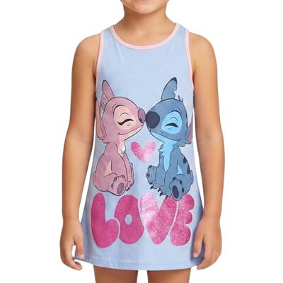 Disney Stitch Vestido para meninas, vestido de manga curta para meninas, design 'Love' Stitch e anjo vestido, presente para meninas, tamanho 10 anos azul Disney Stitch Vestido para meninas, vestido de manga curta para meninas, design 'Love' Stitch e anjo vestido, presente para meninas, tamanho 10 anos azul