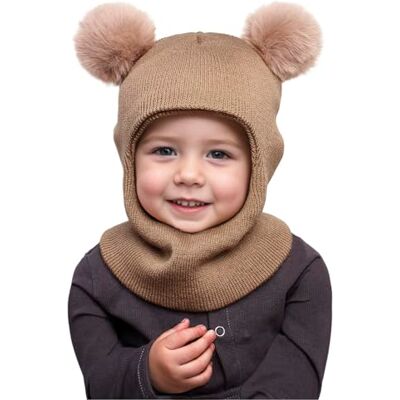 DRESHOW Gorro de Punto para Niño Niña Pasamontañas Cortavientos Invierno Gorro con Pompón para Niños Pequeños, Tejido de Punto Suave y Elástico, Gorro Cálido para Bebé para Exterio DRESHOW Gorro de Punto para Niño Niña Pasamontañas Cortavientos Invierno Gorro con Pompón para Niños Pequeños, Tejido de Punto Suave y Elástico, Gorro Cálido para Bebé para Exterio