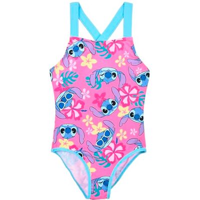 Disney Stitch Fato de banho para menina, design tropical fato de banho de uma peça, natação infantil, tamanhos 3 a 8 anos, ROSA, 3 anos Disney Stitch Fato de banho para menina, design tropical fato de banho de uma peça, natação infantil, tamanhos 3 a 8 anos, ROSA, 3 anos