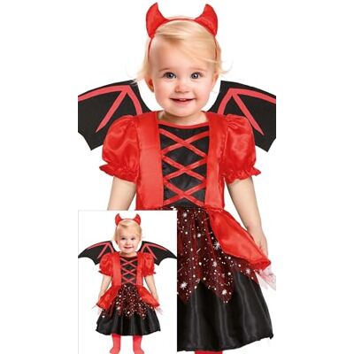 FIESTAS GUIRCA Adorável disfarce de diabla para bebé disfarce para menina pequena que inclui vestido de diabla vermelho com purpurina e diadema de chifres diabla FIESTAS GUIRCA Adorável disfarce de diabla para bebé disfarce para menina pequena que inclui vestido de diabla vermelho com purpurina e diadema de chifres diabla