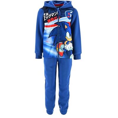Sonic The Hedgehog Chandal para crianças, conjunto de 2 peças para crianças, camisola com capuz e calças, fato desportivo, tamanho 8 anos Sonic The Hedgehog Chandal para crianças, conjunto de 2 peças para crianças, camisola com capuz e calças, fato desportivo, tamanho 8 anos
