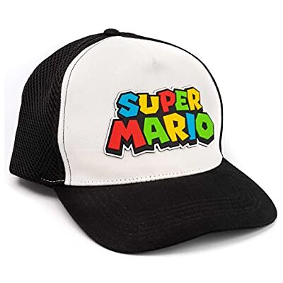 Super Mario Nintendo Cap Boys Kids branco preto Snapback tamanho único, Preto Super Mario Nintendo Cap Boys Kids branco preto Snapback tamanho único, Preto