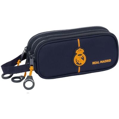 Safta REAL MADRID 2.ª Equipação 24/25 Estojo triplo com fecho de correr infantil, ideal para crianças dos 5 aos 14 anos, confortável e versátil, qualidade e resistência, 21 x 7 x 8,5 cm, azul-marinho Safta REAL MADRID 2.ª Equipação 24/25 Estojo triplo com fecho de correr infantil, ideal para crianças dos 5 aos 14 anos, confortável e versátil, qualidade e resistência, 21 x 7 x 8,5 cm, azul-marinho