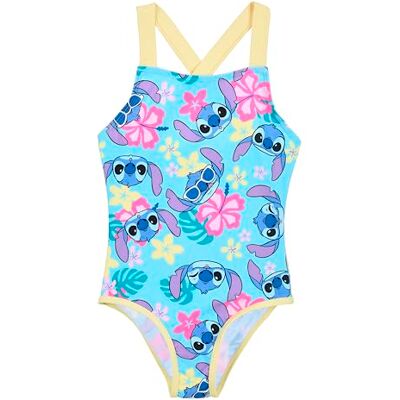 Disney Stitch Fato de banho para menina, design tropical fato de banho de uma peça, natação infantil, tamanho 3 anos, azul Disney Stitch Fato de banho para menina, design tropical fato de banho de uma peça, natação infantil, tamanho 3 anos, azul
