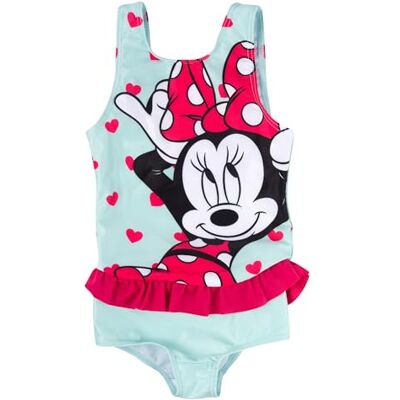 United Disney Minnie Mouse Fato de banho para menina com folhos, cor turquesa, Turquesa United Disney Minnie Mouse Fato de banho para menina com folhos, cor turquesa, Turquesa