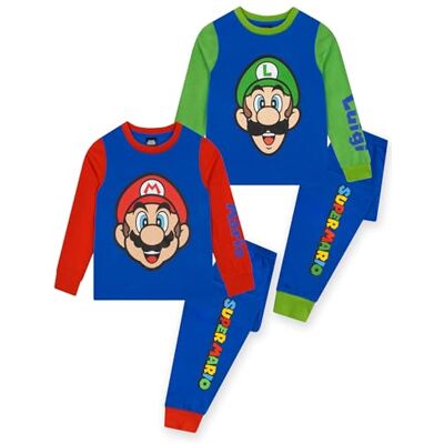 Super Mario Pijama para criança, conjunto de 2, pijamas infantis gamers, conjuntos pijama de mario para crianças Super Mario Pijama para criança, conjunto de 2, pijamas infantis gamers, conjuntos pijama de mario para crianças