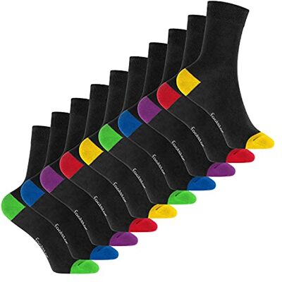 Footstar Meias de algodão para crianças (10 pares) com calcanhar e ponta, Cores engraçadas Footstar Meias de algodão para crianças (10 pares) com calcanhar e ponta, Cores engraçadas