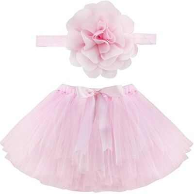 Musuntas Apoio da fotografia do bebé, fato e saia do tutu de Pettiskirt com fita de flor para meninas (rosa) Musuntas Apoio da fotografia do bebé, fato e saia do tutu de Pettiskirt com fita de flor para meninas (rosa)