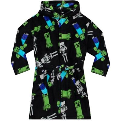 Minecraft Roupão de banho para criança, estilo Gaming para crianças, Creeper roupão de banho para crianças, para idades de 5 a 13 anos, Preto Minecraft Roupão de banho para criança, estilo Gaming para crianças, Creeper roupão de banho para crianças, para idades de 5 a 13 anos, Preto