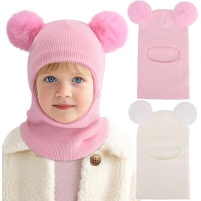DRESHOW Gorro de Punto para Niño Niña Pasamontañas Cortavientos Invierno Gorro con Pompón para Niños Pequeños, Tejido de Punto Suave y Elástico, Gorro Cálido para Bebé para Exterio DRESHOW Gorro de Punto para Niño Niña Pasamontañas Cortavientos Invierno Gorro con Pompón para Niños Pequeños, Tejido de Punto Suave y Elástico, Gorro Cálido para Bebé para Exterio