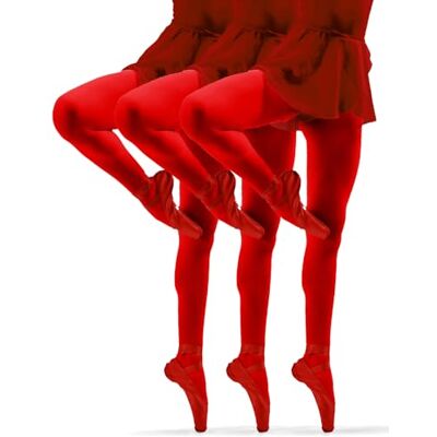 Sesto Senso 3 pares meias de menina 40 Den de cores opacas microfibra para menina, Vermelho Sesto Senso 3 pares meias de menina 40 Den de cores opacas microfibra para menina, Vermelho