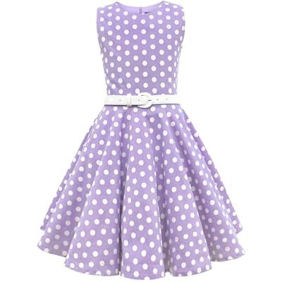 BlackButterfly Vestido de bolinhas vintage 50 meninas (bolinhas roxo, 13-14 anos) BlackButterfly Vestido de bolinhas vintage 50 meninas (bolinhas roxo, 13-14 anos)