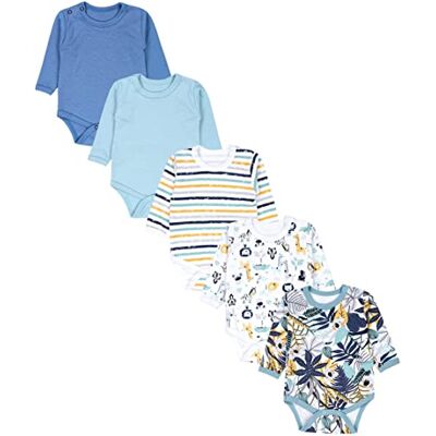 TupTam Body bebé criança 5 pack de algodão macio manga comprida OEKO-TEX, coala/safari/riscas/verde menta/laranja/azul, 80 TupTam Body bebé criança 5 pack de algodão macio manga comprida OEKO-TEX, coala/safari/riscas/verde menta/laranja/azul, 80