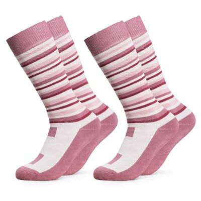 Occulto Calções de ESQUI para crianças e meninas (2 pares), meias térmicas de inverno para crianças aconchegadas e respiráveis, ROSA Occulto Calções de ESQUI para crianças e meninas (2 pares), meias térmicas de inverno para crianças aconchegadas e respiráveis, ROSA