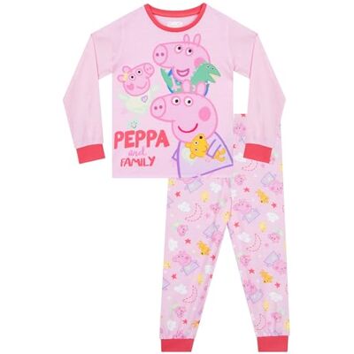 Peppa Pig Pijama para menina, pijama menina de Peppa, Evie e George, pijamas de manga comprida para menina, conjunto pijama de inverno, ROSA Peppa Pig Pijama para menina, pijama menina de Peppa, Evie e George, pijamas de manga comprida para menina, conjunto pijama de inverno, ROSA