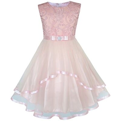 Sunny Fashion Vestido para menina flor azul tingido casamento festa dama de honra 4-12 anos, ROSA, 7 años Sunny Fashion Vestido para menina flor azul tingido casamento festa dama de honra 4-12 anos, ROSA, 7 años